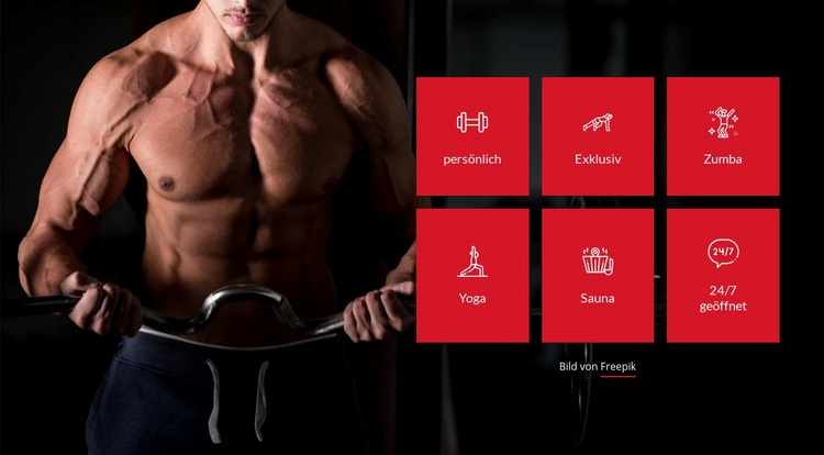 Wählen Sie einen Fitnessraumdienst oder eine Fitnessfunktion Website design