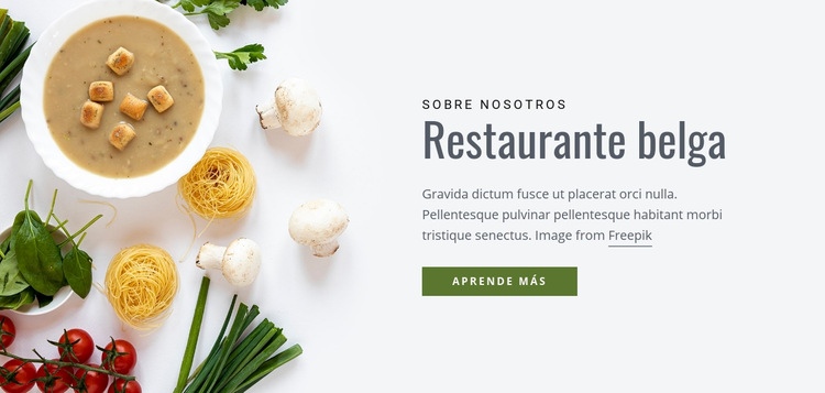 Restaurante belga Maqueta de sitio web