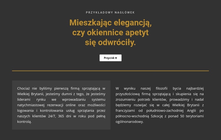 Tekst na ciemnym tle Projekt strony internetowej