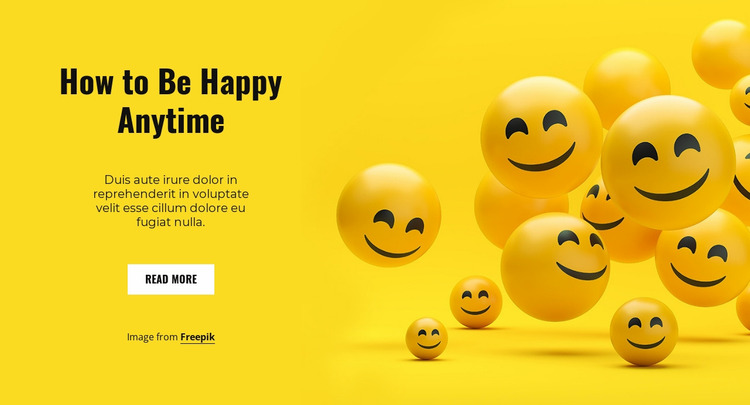 How to be happy anytime Website Mockup