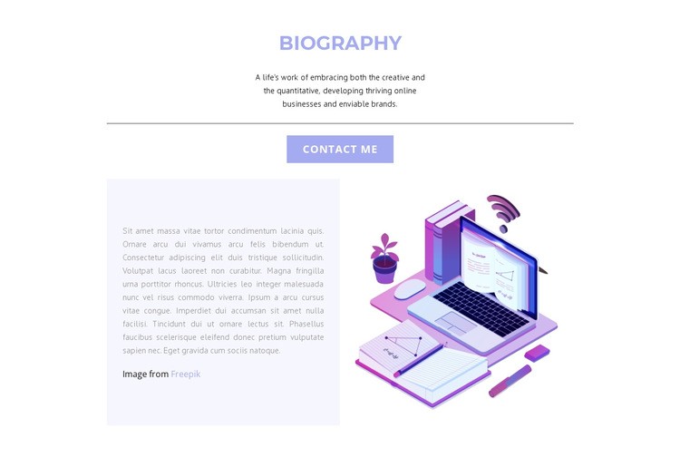 Web designer biography Elementor Template Alternative