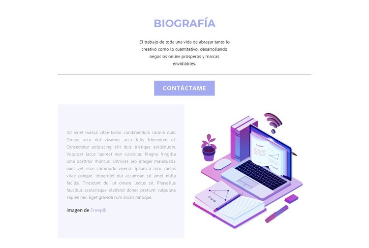 Biografía del diseñador web Página de destino