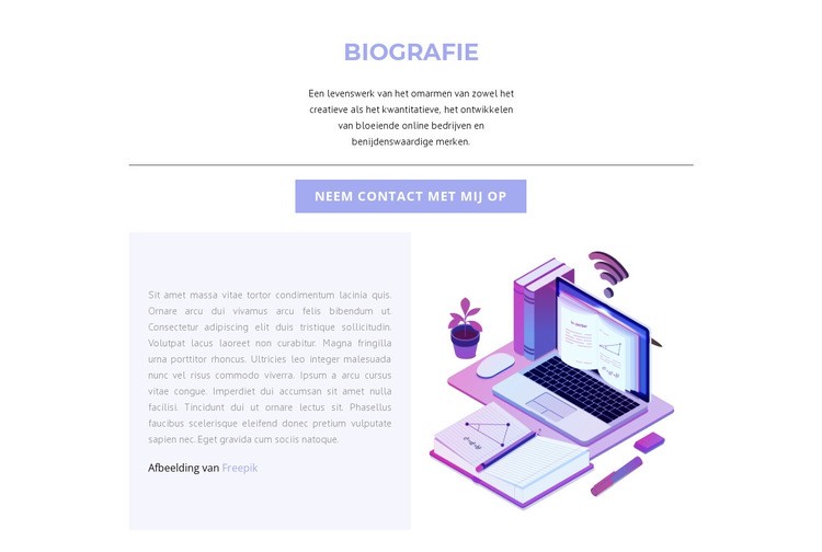 Biografie van webdesigner Website ontwerp