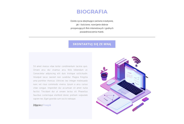 Biografia projektanta stron internetowych Motyw WordPress