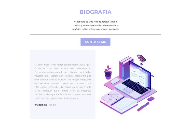 Biografia do web designer Landing Page
