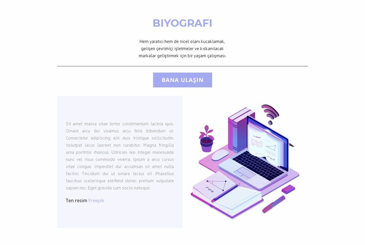 Web tasarımcısı biyografisi Web Sitesi Mockup'ı