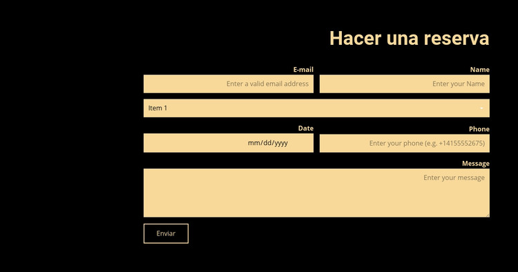 Reservar ahora Plantilla HTML