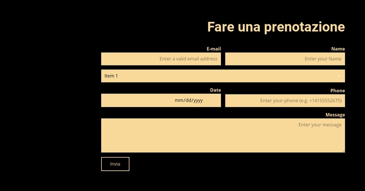 Prenota ora Un modello di pagina