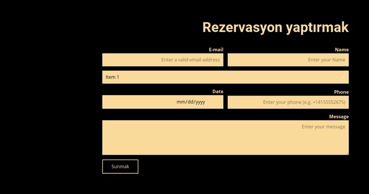 Şimdi rezervasyon yap CSS Şablonu