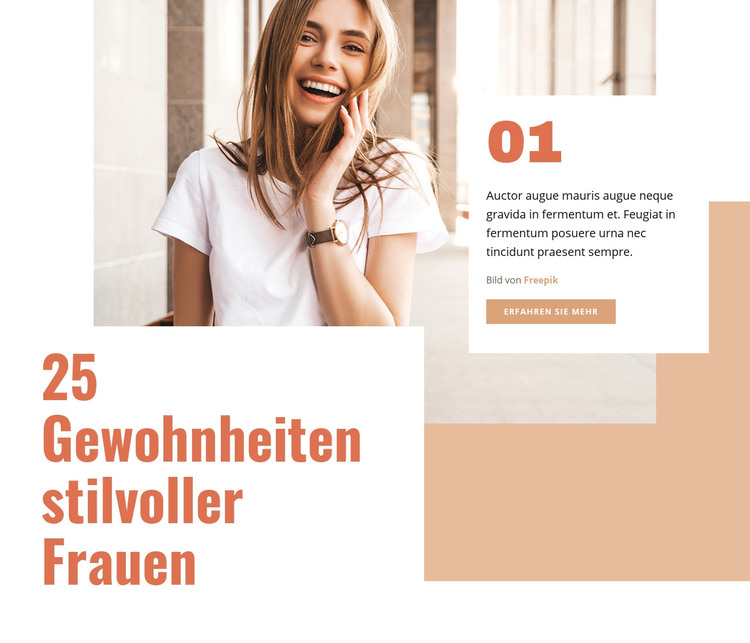 25 Gewohnheiten der stilvollen Frau HTML-Vorlage