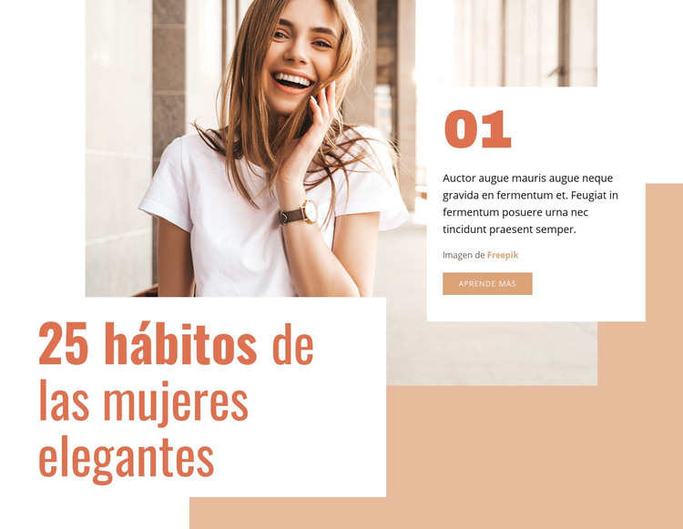 25 hábitos de la mujer elegante Plantilla HTML