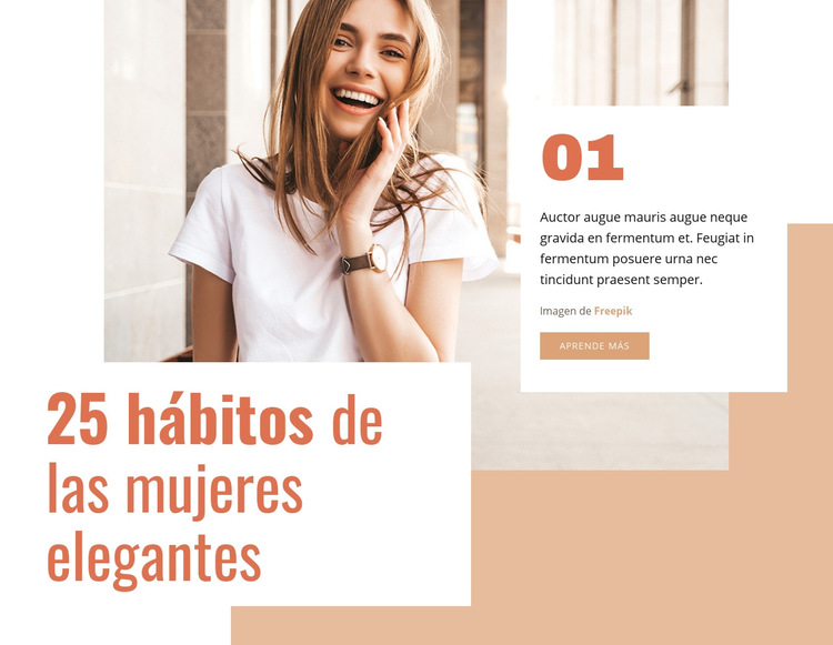 25 hábitos de la mujer elegante Plantilla de sitio web