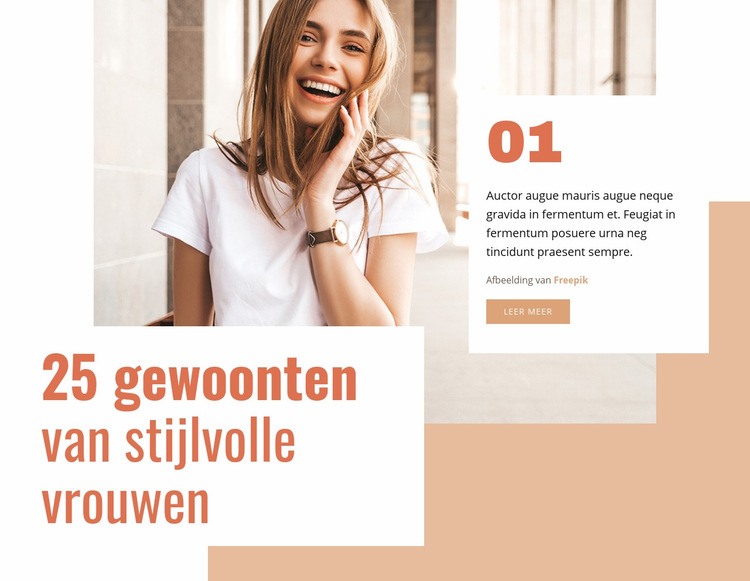 25 gewoonten van stijlvolle vrouw Website mockup