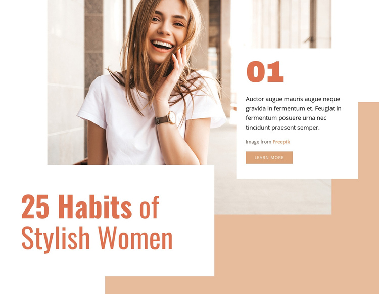 25 Habits of Stylish Woman One Page Template