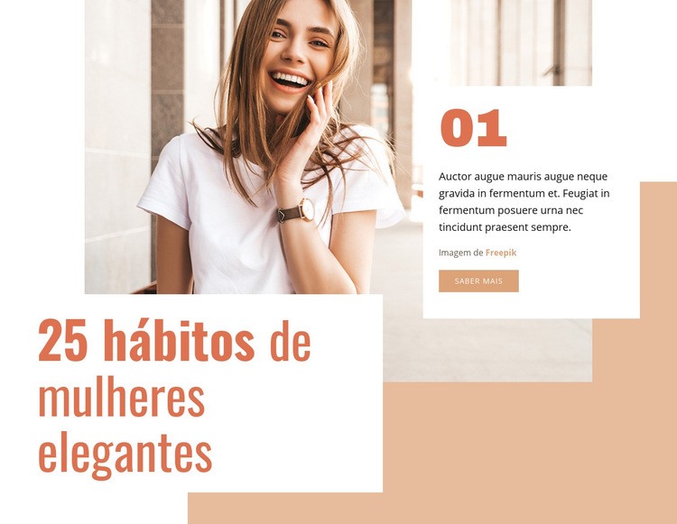 25 hábitos da mulher elegante Maquete do site