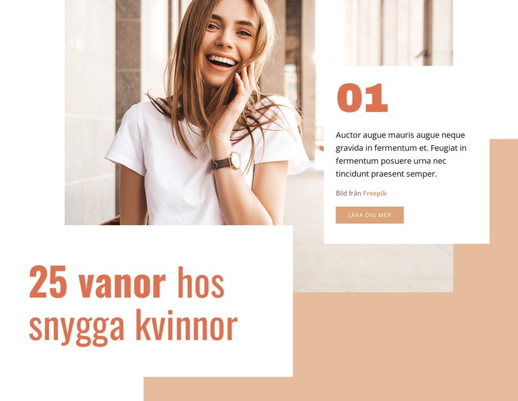 25 vanor hos snygg kvinna CSS -mall