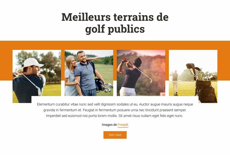 Meilleurs terrains de golf publics Maquette de site Web