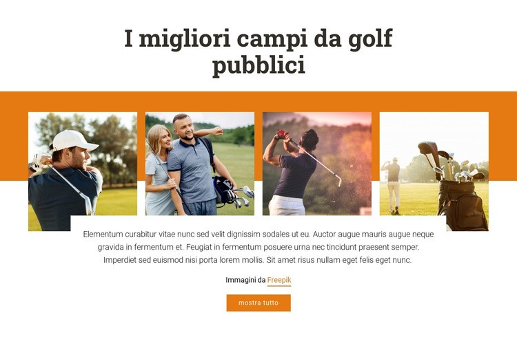 I migliori campi da golf pubblici Mockup del sito web