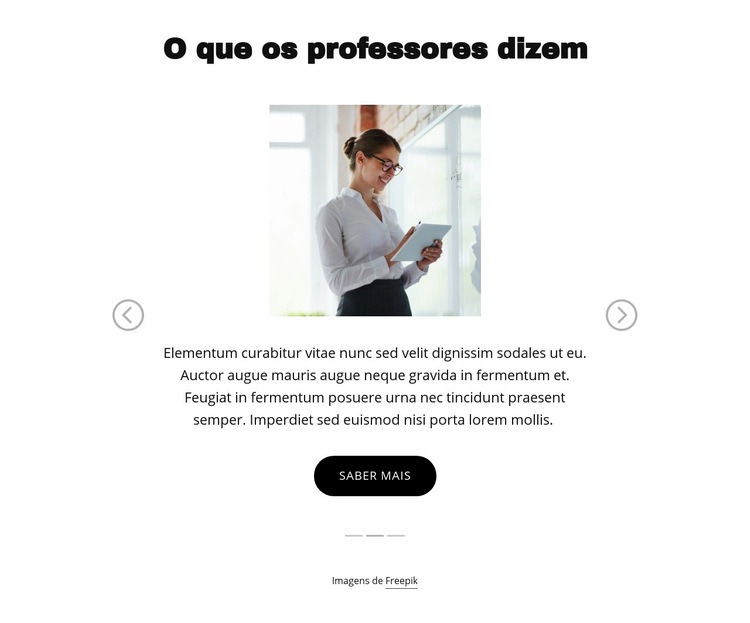 O que os professores dizem Modelo HTML5