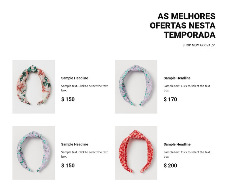 Melhores ofertas nesta temporada Modelo HTML