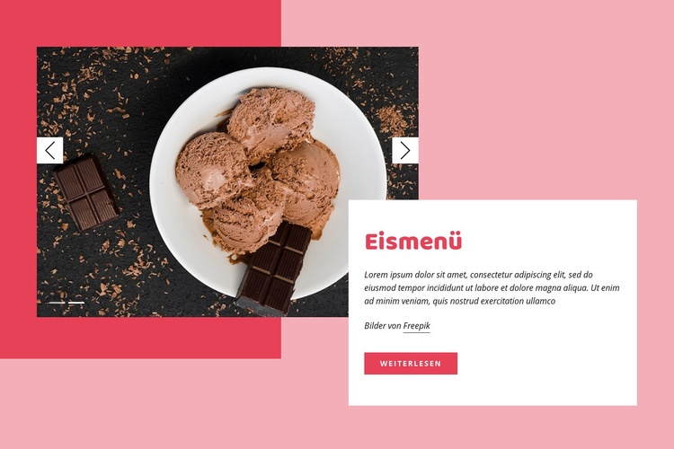 Schokoladeneiscreme Website design