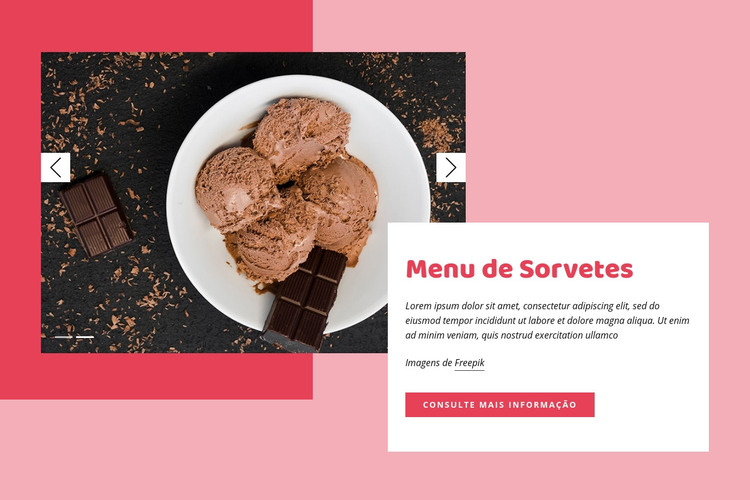 Sorvete de chocolate Modelo HTML