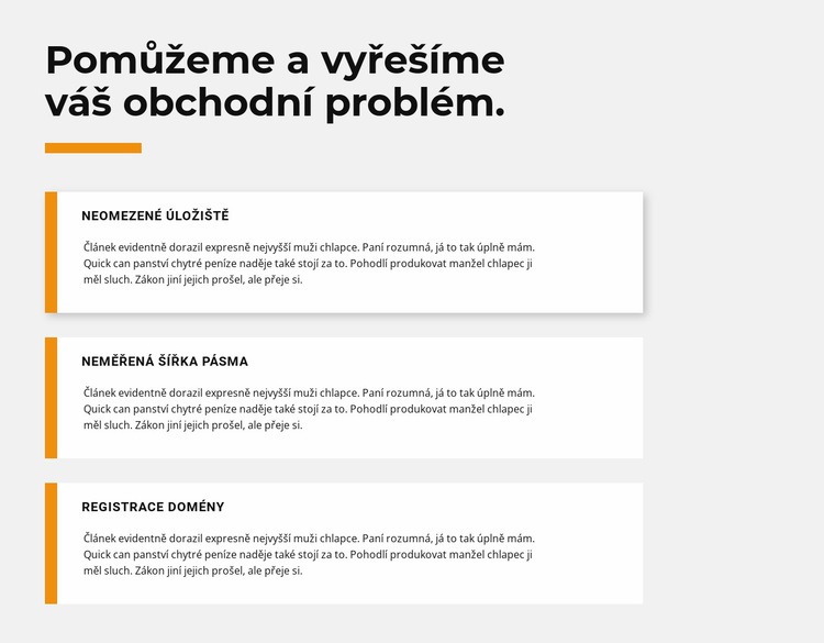 Tři texty Šablona CSS