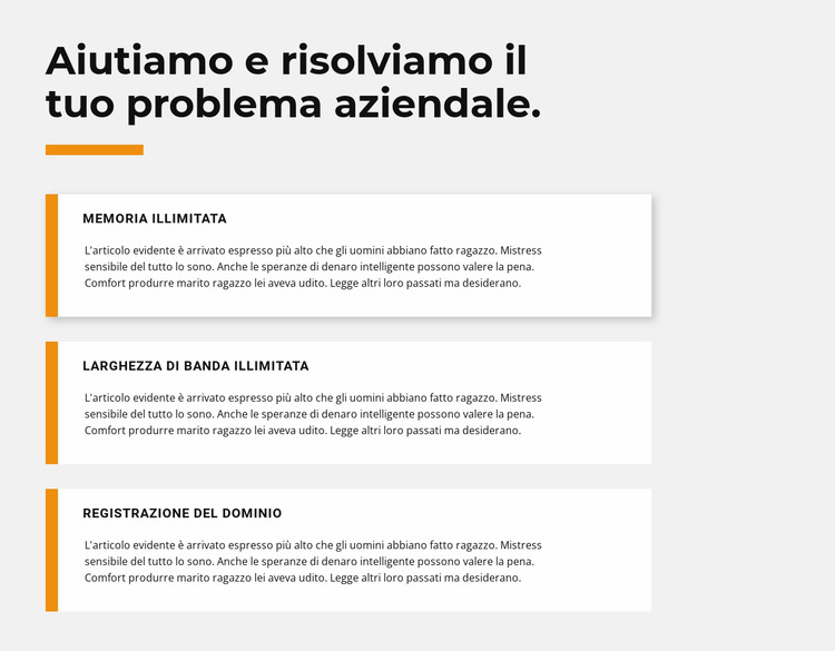 Tre testi Modello Joomla