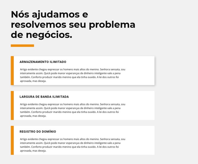 Três textos Design do site