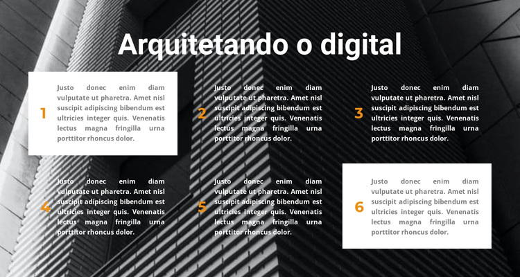 Seis textos Tema WordPress