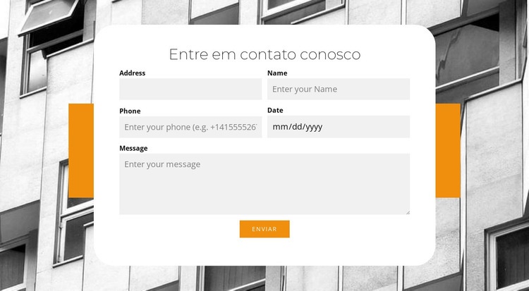 Contatos comerciais Design do site