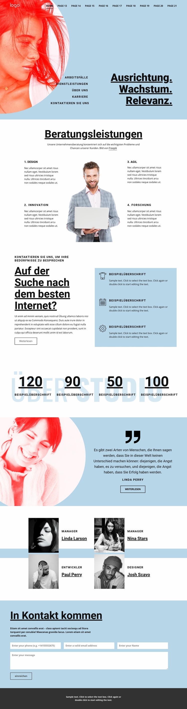 Beratung von Unternehmensdienstleistungen Website Builder-Vorlagen