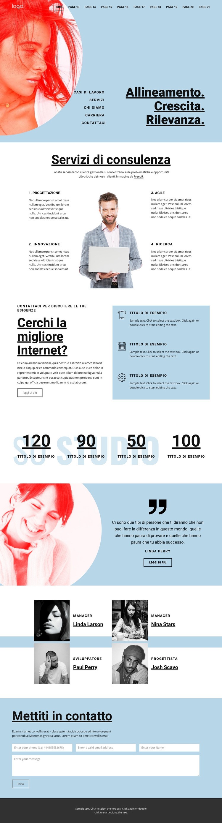 Servizi di consulenza aziendale Mockup del sito web