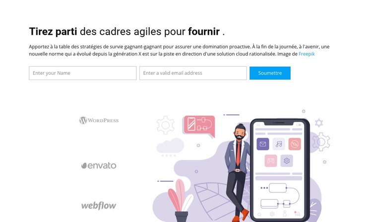 Travailler dans une application mobile Maquette de site Web