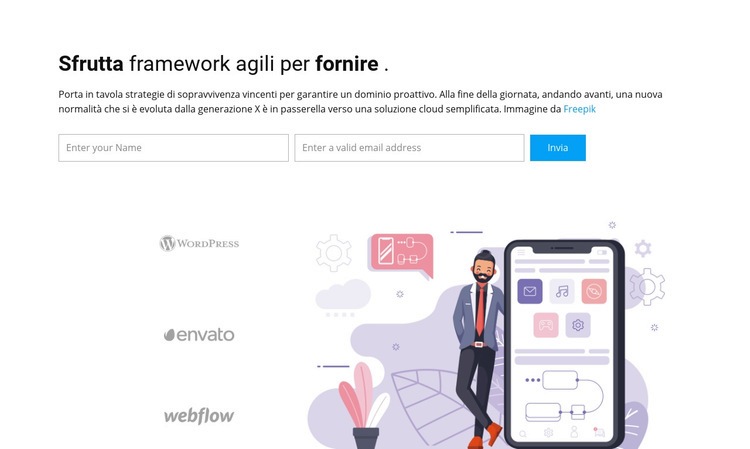 Lavorare in un'applicazione mobile Modelli di Website Builder