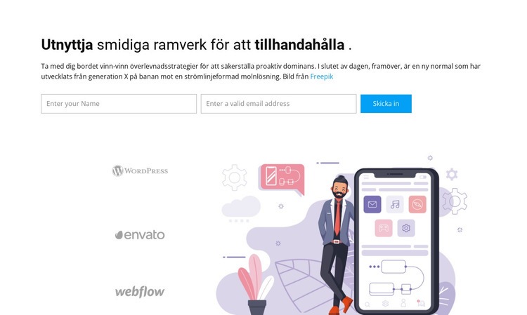 Arbetar i en mobilapplikation HTML-mall