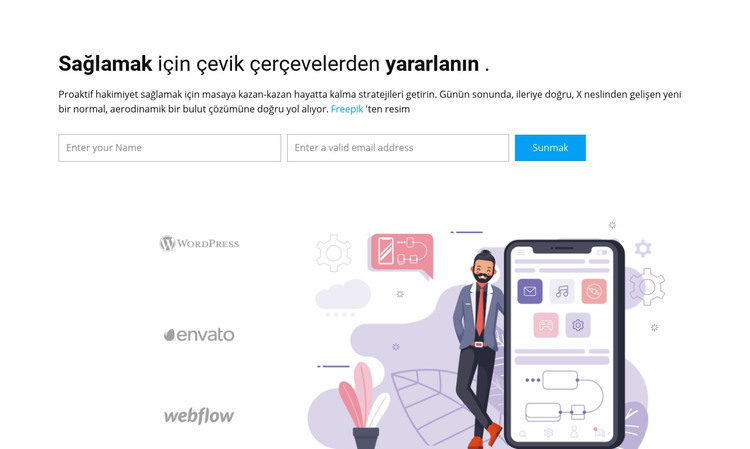 Bir mobil uygulamada çalışmak HTML Şablonu