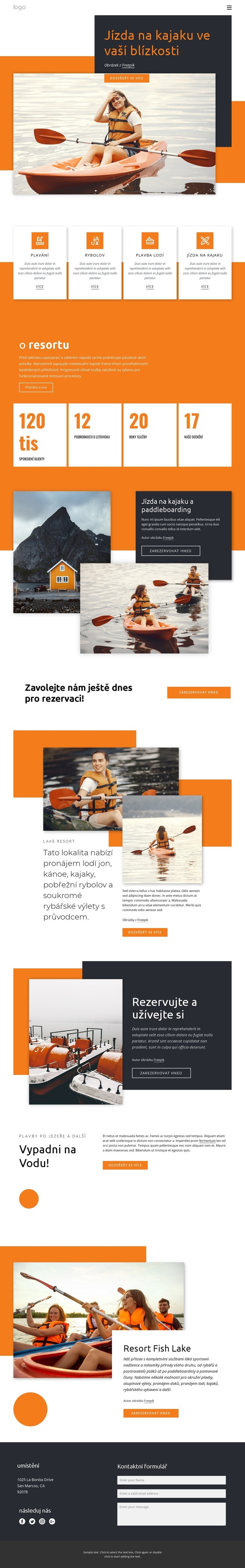 Kanoistika a jízda na kajaku Šablona HTML