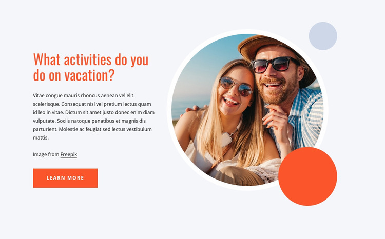 Things to do on vacation Website Builder Templates