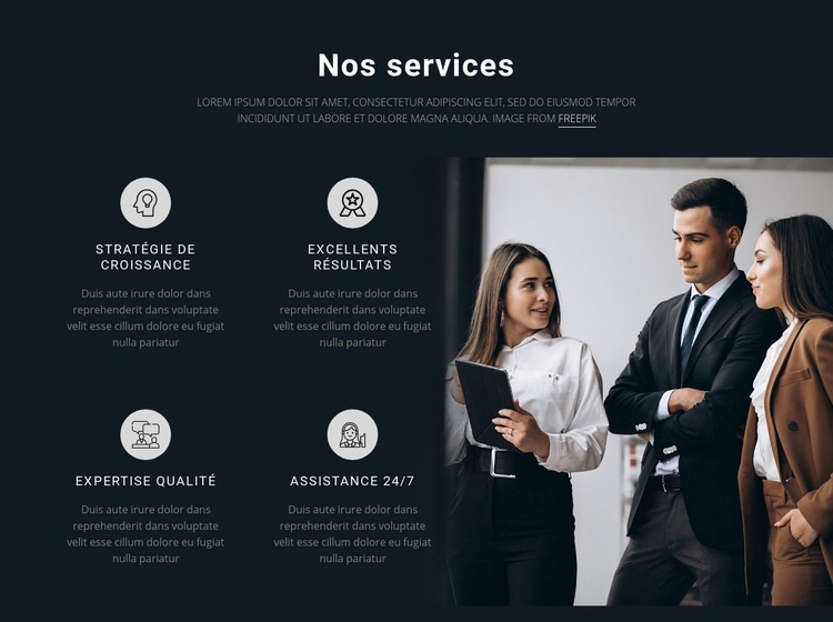 Nos services Thème WordPress