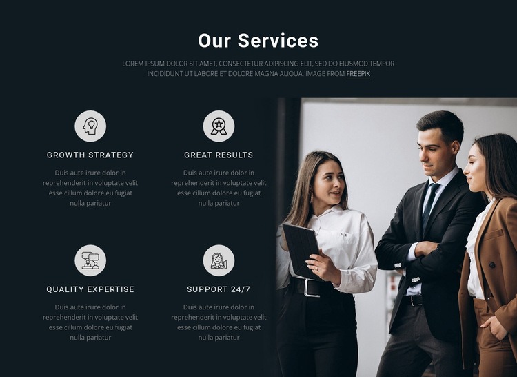 Våra serviser Html webbplatsbyggare
