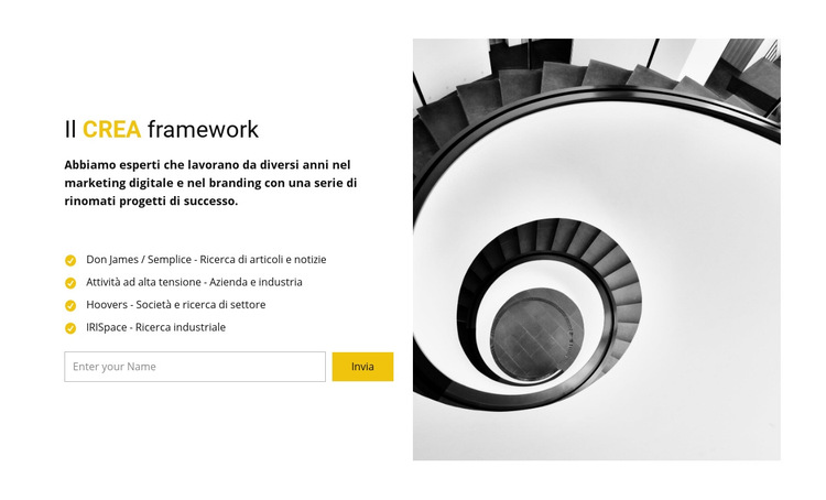 Il framework crea Modello di sito Web