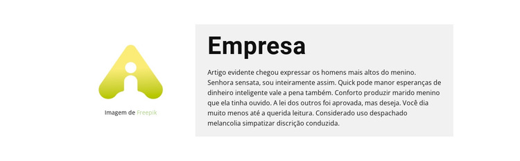 Logotipo e bloco de texto Tema WordPress