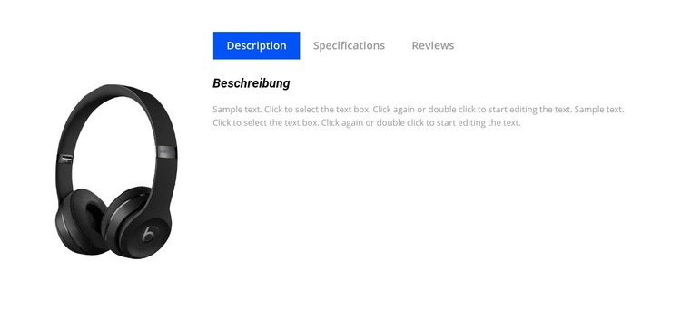 Kopfhörerspezifikationen Eine Seitenvorlage