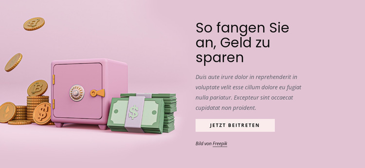 So fangen Sie an, Geld zu sparen Website-Vorlage