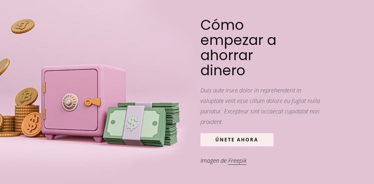 Cómo empezar a ahorrar dinero Maqueta de sitio web