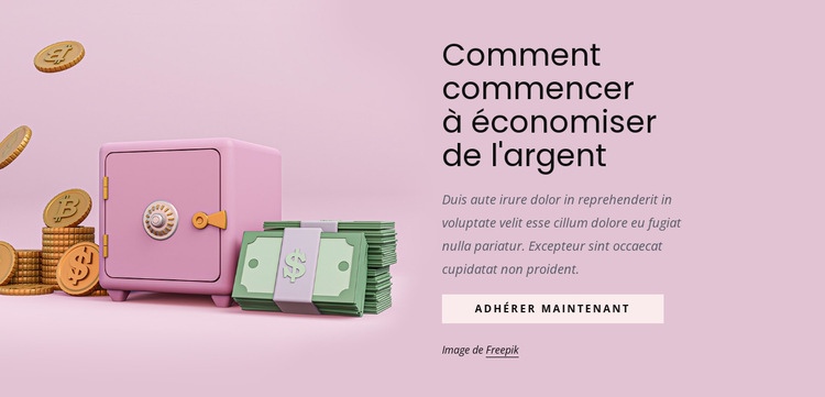 Comment commencer à économiser de l'argent Maquette de site Web