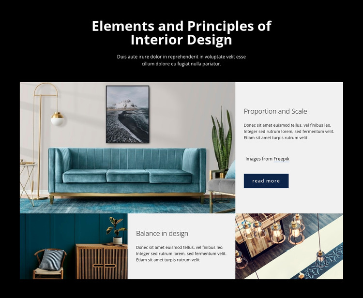 Elements and principles of interior design HTML Template