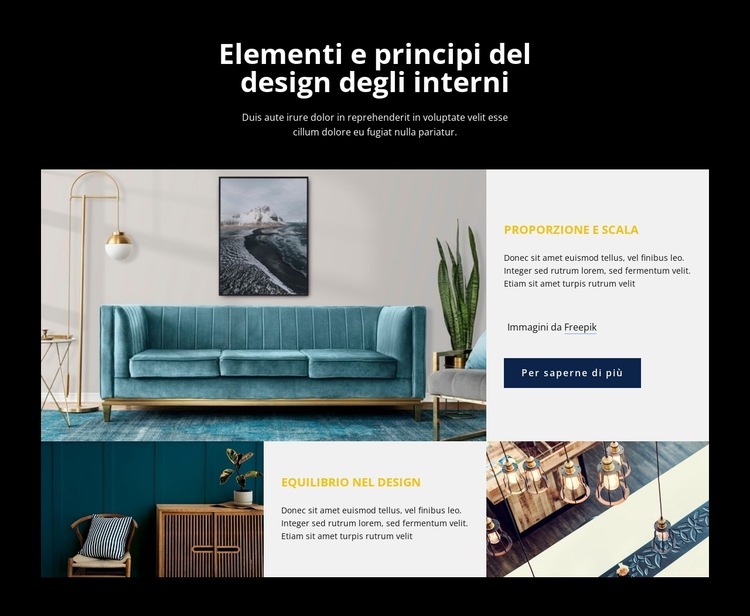 Elementi e principi di interior design Modello di sito Web