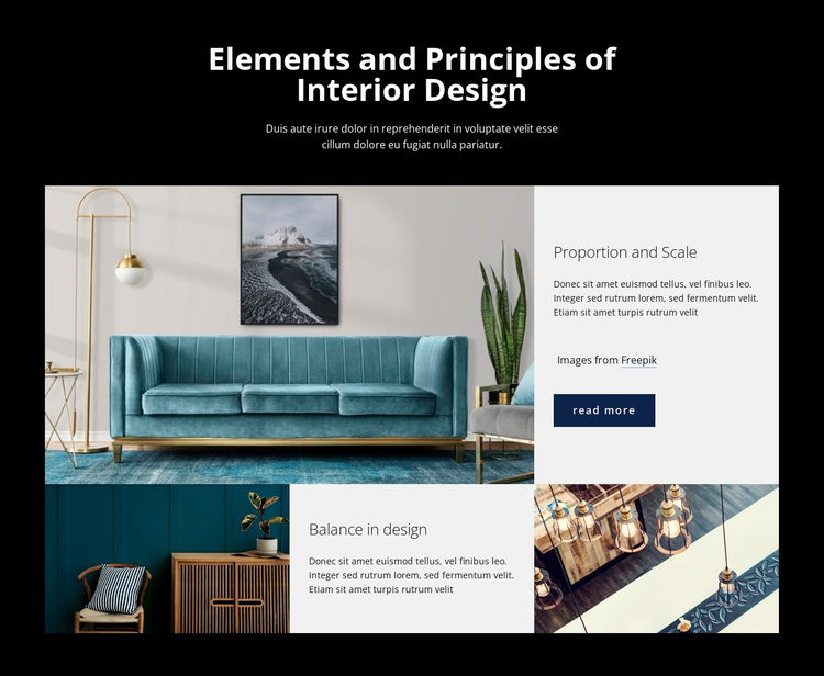 Elements and principles of interior design Website Template